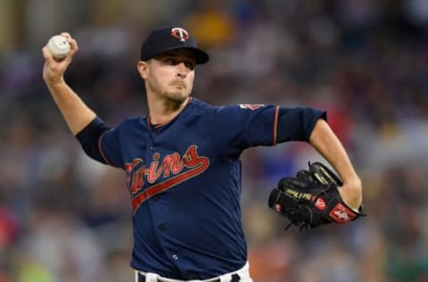 MINNEAPOLIS, MN – AUGUST 10: Jake Odorizzi #12 of the Minnesota Twins delivers a pitch against the Cleveland Indians during the first inning of the game on August 10, 2019 at Target Field in Minneapolis, Minnesota. (Photo by Hannah Foslien/Getty Images)