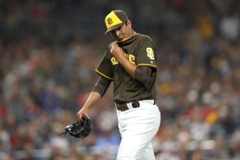 SAN DIEGO, CALIFORNIA – JULY 12: Andres Munoz of the San Diego Padres (currently with the Seattle Mariners)walks off the field. (Photo by Sean M. Haffey/Getty Images)