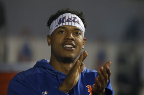 NEW YORK, NEW YORK – AUGUST 28: Marcus Stroman of the New York Mets looks on during the game. Stroman is a potential Mariners free-agent target. (Photo by Jim McIsaac/Getty Images)