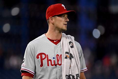 WASHINGTON, DC – SEPTEMBER 25: Drew Smyly #18 of the Philadelphia Phillies walks on the field prior to pitching against the Washington Nationals at Nationals Park on September 25, 2019 in Washington, DC. (Photo by Will Newton/Getty Images)