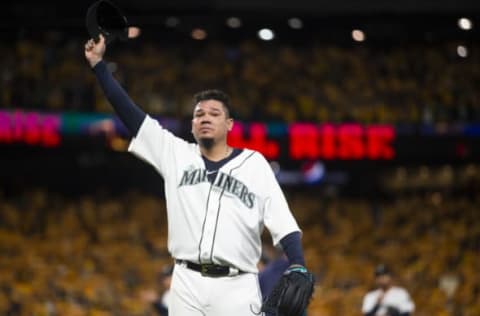 SEATTLE, WA – SEPTEMBER 26: Felix Hernandez #34 of the Seattle Mariners tips his cap to fans as he is taken out of the game in the sixth inning against the Oakland Athletics at T-Mobile Park on September 26, 2019 in Seattle, Washington. The Oakland Athletics won 3-1. (Photo by Lindsey Wasson/Getty Images)