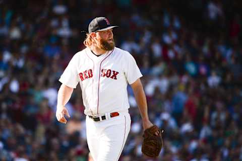 BOSTON, MA – SEPTEMBER 28: Andrew Cashner #48 of the Boston Red Sox reacts after giving up four runs in the sixth inning against the Baltimore Orioles at Fenway Park on September 28, 2019 in Boston, Massachusetts. (Photo by Kathryn Riley/Getty Images)