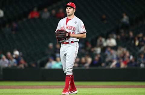 SEATTLE, WASHINGTON – SEPTEMBER 10: Trevor Bauer #27 of the Cincinnati Reds looks on against the Seattle Mariners in the third inning during their game at T-Mobile Park on September 10, 2019 in Seattle, Washington. (Photo by Abbie Parr/Getty Images)