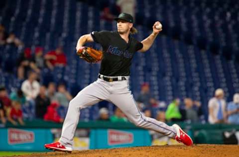 PHILADELPHIA, PA – SEPTEMBER 27: Adam Conley #61 of the Miami Marlins throws a pitch against the Philadelphia Phillies at Citizens Bank Park on September 27, 2019, in Philadelphia, Pennsylvania. The Phillies defeated the Marlins 5-4 in the fifteenth inning. (Photo by Mitchell Leff/Getty Images)