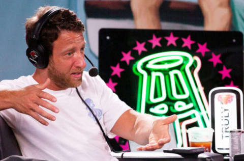 MIAMI BEACH, FLORIDA – JANUARY 30: David Portnoy, founder of Barstool Sports, speaks during a radio broadcast prior to Super Bowl LIV on January 30, 2020 in Miami Beach, Florida. The San Francisco 49ers will face the Kansas City Chiefs in the 54th playing of the Super Bowl, Sunday February 2nd. (Photo by Cliff Hawkins/Getty Images)