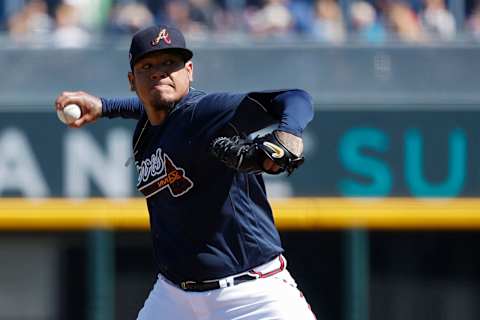 NORTH PORT, FL – FEBRUARY 22: Felix Hernandez #34, formerly of the Mariners, and now of the Atlanta Braves pitches in the second inning of a Grapefruit League spring training game against the Baltimore Orioles at CoolToday Park on February 22, 2020 in North Port, Florida. (Photo by Joe Robbins/Getty Images)