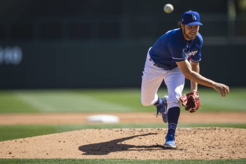 GLENDALE, AZ – MARCH 06: Trevor Bauer #27 of the Los Angeles Dodgers delivers a pitch. (Mariners). (Photo by Matt Thomas/San Diego Padres/Getty Images)