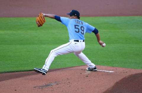 SEATTLE, WASHINGTON – JULY 19: Juan Then, a Mariners prospect, pitches. (Photo by Abbie Parr/Getty Images)