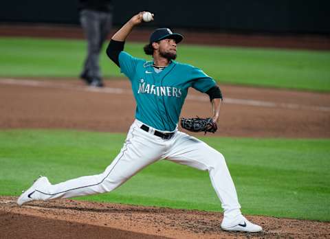 SEATTLE, WA – AUGUST 07: Reliever Yohan Ramirez #55 of the Seattle Mariners delivers a pitch during a game against the Colorado Rockies at T-Mobile Park on August 7, 2020 in Seattle, Washington. The Rockies won the game 8-4. (Photo by Stephen Brashear/Getty Images)