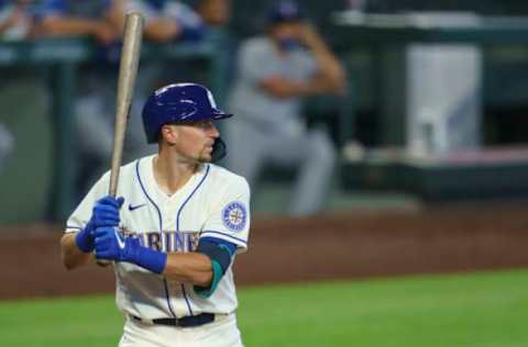 SEATTLE, WA – AUGUST 23: Braden Bishop #5 of the Seattle Mariners waits for a pitch during an at-bat in a game. (Photo by Stephen Brashear/Getty Images)