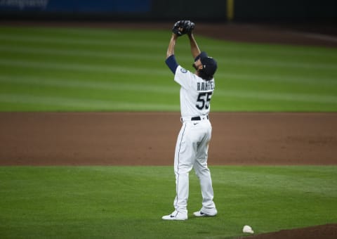 SEATTLE, WA – SEPTEMBER 05: Yohan Ramirez of the Seattle Mariners points to the sky. He was a Rule 5 Draft pick in 2019. (Photo by Lindsey Wasson/Getty Images)