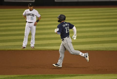 PHOENIX, ARIZONA – SEPTEMBER 11: Ty France #23 of the Seattle Mariners rounds the bases after hitting a solo home run off Alex Young #49 of the Arizona Diamondbacks during the eighth inning at Chase Field on September 11, 2020 in Phoenix, Arizona. (Photo by Norm Hall/Getty Images)