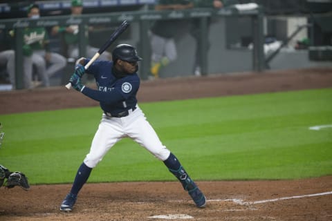 SEATTLE, WA – SEPTEMBER 14: Kyle Lewis #1 of the Seattle Mariners during an at-bat in the seventh inning against the Oakland Athletics in the second game of a doubleheader at T-Mobile Park on September 14, 2020 in Seattle, Washington. The Oakland Athletics beat the Seattle Mariners 9-0. (Photo by Lindsey Wasson/Getty Images)