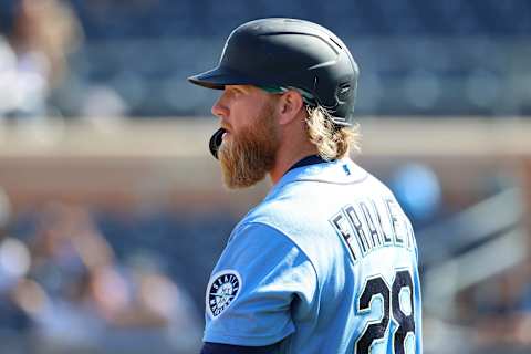 PEORIA, ARIZONA – MARCH 15: Jake Fraley of the Seattle Mariners looks on (Sodo Mojo). (Photo by Abbie Parr/Getty Images)