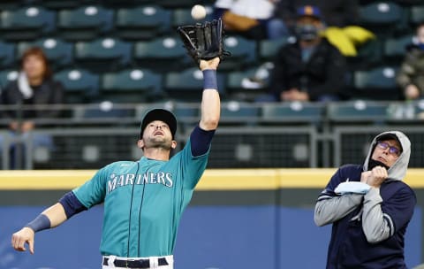 SEATTLE, WASHINGTON – APRIL 02: Mitch Haniger of the Seattle Mariners makes a catch. (Photo by Steph Chambers/Getty Images)