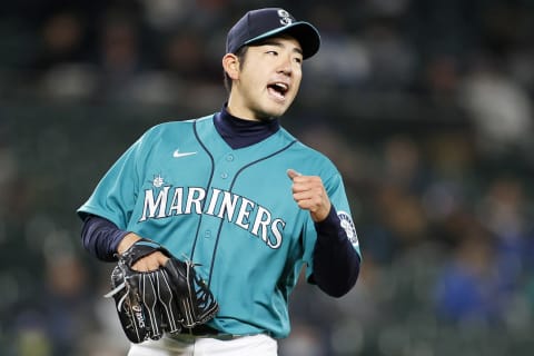 SEATTLE, WASHINGTON – APRIL 02: Yusei Kikuchi of the Mariners reacts after a strikeout against the Giants. (Photo by Steph Chambers/Getty Images)