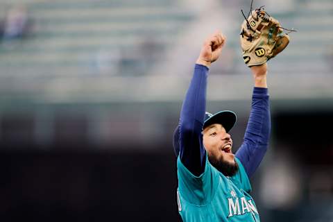 SEATTLE, WASHINGTON – APRIL 02: J.P. Crawford of the Seattle Mariners reacts. (Photo by Steph Chambers/Getty Images)