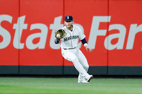 SEATTLE, WASHINGTON – APRIL 05: Jake Fraley #28 of the Seattle Mariners in action. (Photo by Steph Chambers/Getty Images)