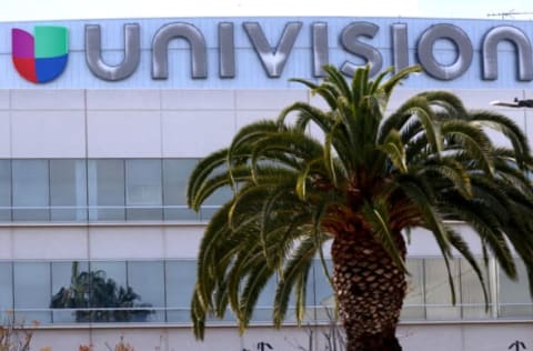 LOS ANGELES, CALIFORNIA – APRIL 14: The Univision logo is posted atop the Univision building a day after the company announced plans to merge with Grupo Televisa on April 14, 2021 in Los Angeles, California. Mexican Televisa and US Hispanic Univision, two of the biggest Spanish speaking media companies, announced yesterday they will join forces to compete in the regional streaming market. The merger will include assets and content of the two giants to gain production capacity and share in the growing Hispanic market. (Photo by Mario Tama/Getty Images)