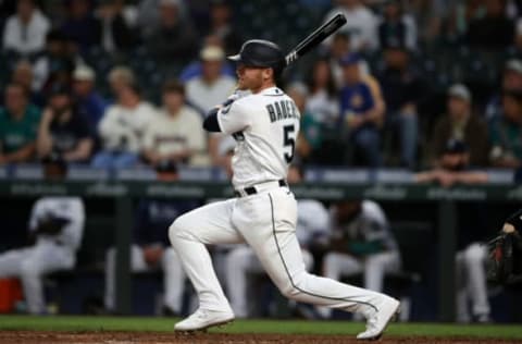 SEATTLE – JUNE 17: Jake Bauers #5 of the Seattle Mariners bats during the game against the Tampa Bay Rays. (Photo by Rob Leiter/MLB Photos via Getty Images)