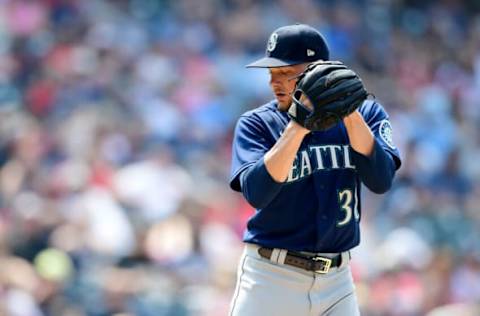 CLEVELAND, OHIO – JUNE 13: Anthony Misiewicz #38 of the Seattle Mariners pitches. (Photo by Emilee Chinn/Getty Images)