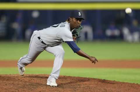 BUFFALO, NEW YORK – JUNE 29: Rafael Montero #47 of the Seattle Mariners throws a pitch during the sixth inning against the Toronto Blue Jays. (Photo by Joshua Bessex/Getty Images)