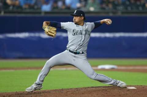 BUFFALO, NEW YORK – JUNE 30: Justus Sheffield #33 of the Seattle Mariners throws a pitch during the fourth inning against the Toronto Blue Jays at Sahlen Field on June 30, 2021 in Buffalo, New York. (Photo by Joshua Bessex/Getty Images)