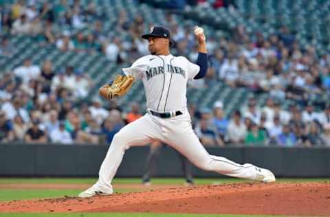 SEATTLE, WASHINGTON – JULY 06: Justus Sheffield #33 of the Seattle Mariners throws a pitch during the game during the game against the New York Yankees at T-Mobile Park on July 06, 2021 in Seattle, Washington. The New York Yankees won 12-1 (Photo by Alika Jenner/Getty Images)