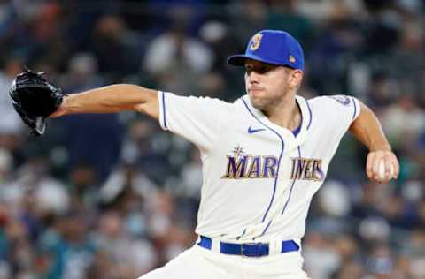 SEATTLE, WASHINGTON – OCTOBER 03: Tyler Anderson #31 of the Seattle Mariners pitches during the first inning against the Los Angeles Angels at T-Mobile Park on October 03, 2021 in Seattle, Washington. (Photo by Steph Chambers/Getty Images)