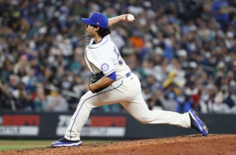 SEATTLE, WASHINGTON – OCTOBER 03: Andrés Muñoz #54 of the Seattle Mariners pitches against the Los Angeles Angels at T-Mobile Park on October 03, 2021 in Seattle, Washington. (Photo by Steph Chambers/Getty Images)