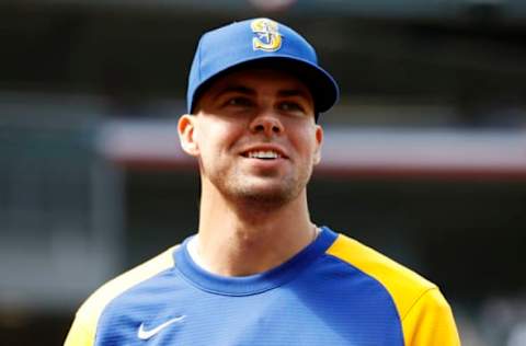 SEATTLE, WASHINGTON – APRIL 24: Matt Brash #47 of the Seattle Mariners looks on before the game against the Kansas City Royals at T-Mobile Park on April 24, 2022 in Seattle, Washington. (Photo by Steph Chambers/Getty Images)