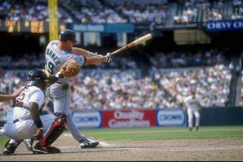 26 Jul 1998: Outfielder Jay Buhner of the Seattle Mariners in action. Mandatory Credit: Doug Pensinger /Allsport