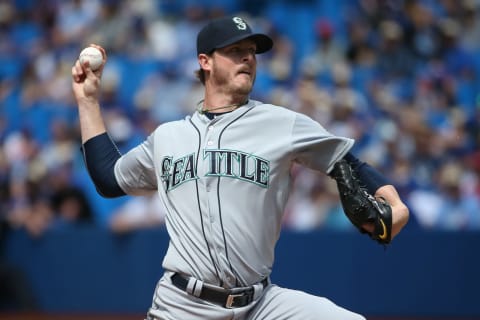 TORONTO, CANADA – MAY 24: Mark Lowe of the Seattle Mariners delivers a pitch. (Photo by Tom Szczerbowski/Getty Images)