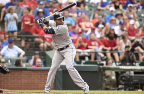 ARLINGTON, TX – SEPTEMBER 20: Nelson Cruz #23 of the Seattle Mariners bats against the Texas Rangers at Globe Life Park in Arlington on September 20, 2015 in Arlington, Texas. The Seattle Mariners defeated the Texas Rangers 9-2. (Photo by John Williamson/MLB Photos via Getty Images)