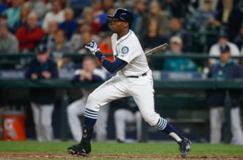 SEATTLE, WA – SEPTEMBER 29: James Jones #99 of the Seattle Mariners bats against the Houston Astros at Safeco Field on September 29, 2015 in Seattle, Washington. (Photo by Otto Greule Jr/Getty Images)