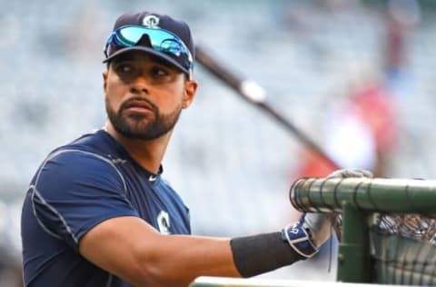 ANAHEIM, CA – AUGUST 17: Franklin Gutierrez #21 of the Seattle Mariners leans on the cage during batting practice for the game against the Los Angeles Angels at Angel Stadium of Anaheim on August 17, 2016 in Anaheim, California. (Photo by Jayne Kamin-Oncea/Getty Images)