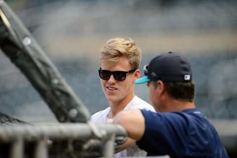 MINNEAPOLIS, MN – JUNE 13: Sam Carlson of the Seattle Mariners watches batting practice. He pitched in the 2020 Instructional League. (Photo by Hannah Foslien/Getty Images)