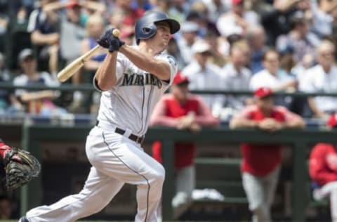 SEATTLE, WA – JUNE 28: Kyle Seager #15 of the Seattle Mariners hits a home run during an interleague game against the Philadelphia Phillies at Safeco Field on June 28, 2017 in Seattle, Washington. The Phillies won 5-4. (Photo by Stephen Brashear/Getty Images)