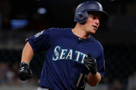 ATLANTA, GA – AUGUST 23: Kyle Seager #15 of the Seattle Mariners rounds third base after hitting a three-run homer in the eighth inning to score Taylor Motter #21 and Danny Valencia #26 against the Atlanta Braves at SunTrust Park on August 23, 2017 in Atlanta, Georgia. (Photo by Kevin C. Cox/Getty Images)