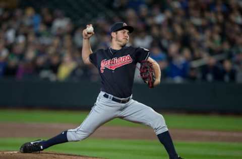 SEATTLE, WA – APRIL 1: Starter Trevor Bauer #47 of the Cleveland Indians delivers a pitch during the first inning of a game against the Seattle Mariners at Safeco Field on April 1, 2018, in Seattle, Washington. (Photo by Stephen Brashear/Getty Images)