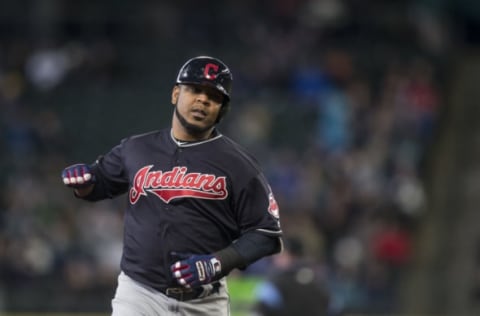 SEATTLE, WA – APRIL 1: Edwin Encarnacion #10 of the Cleveland Indians rounds the bases after hitting a solo home run off or starting pitcher Mike Leake #8 of the Seattle Mariners during the fourth inning of a game at Safeco Field on April 1, 2018, in Seattle, Washington. (Photo by Stephen Brashear/Getty Images)