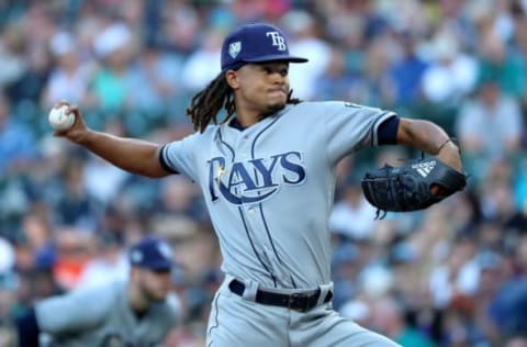 SEATTLE, WA – JUNE 02: Chris Archer #22 of the Tampa Bay Rays pitches against the Seattle Mariners in the first innng during their game at Safeco Field on June 2, 2018 in Seattle, Washington. (Photo by Abbie Parr/Getty Images)