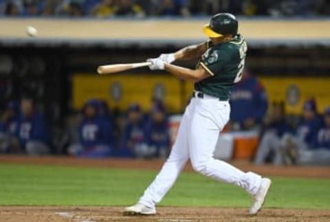 First baseman, Matt Olson is looking to build on an impressive rookie year that enabled the A’s to deal away Ryon Healy to the Seattle Mariners last November. In 189 at bats the 23-year-old slashed .259/.352/.651/1.003 with 24 home runs and 45 RBI – good enough for a 2.1 oWAR. His more than 2/1 K/BB ratio and .238 BABIP will need to improve. Yet, the 2012 first round pick is poised to anchor the middle of this line up with Chapman.