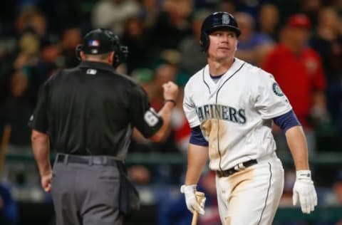 SEATTLE, WA – MAY 28: Steve Clevenger #32 of the Seattle Mariners heads back to the dugout after striking out with two runners on base to end the fifth inning against the Minnesota Twins at Safeco Field on May 28, 2016 in Seattle, Washington. (Photo by Otto Greule Jr/Getty Images)