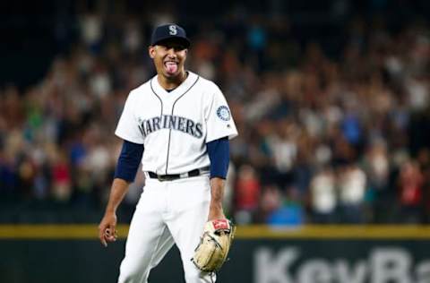 SEATTLE, WA – JULY 30: Edwin Diaz #39 of the Seattle Mariners reacts to getting his 40th save of the season after the final out against the Houston Astros at Safeco Field on July 30, 2018 in Seattle, Washington. The Seattle Mariners beat the Houston Astros 2-0. (Photo by Lindsey Wasson/Getty Images)