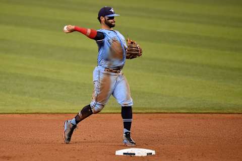 MIAMI, FLORIDA – SEPTEMBER 02: Jonathan Villar of the Blue Jays throws. The Seattle Mariners should target him. (Photo by Mark Brown/Getty Images)