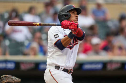 MINNEAPOLIS, MN – JUNE 25: Jorge Polanco #11 of the Minnesota Twins bats against the Cleveland Indians on June 25, 2021 at Target Field in Minneapolis, Minnesota. (Photo by Brace Hemmelgarn/Minnesota Twins/Getty Images)