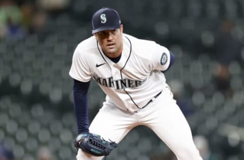 SEATTLE, WASHINGTON – MAY 05: Robbie Ray #38 of the Seattle Mariners looks on during the second inning against the Tampa Bay Rays at T-Mobile Park on May 05, 2022 in Seattle, Washington. (Photo by Steph Chambers/Getty Images)