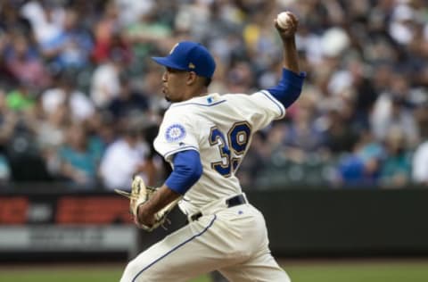 SEATTLE, WA – SEPTEMBER 9: Reliever Edwin Diaz #39 of the Seattle Mariners delivers a pitch during the ninth inning of a game against the New York Yankees at Safeco Field on September 9, 2018 in Seattle, Washington. The Mariners won 3-2. (Photo by Stephen Brashear/Getty Images)