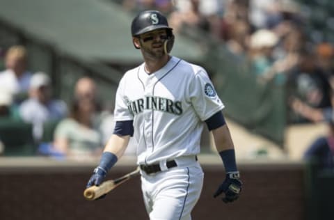 SEATTLE, WA – MAY 29: Mitch Haniger #17 of the Seattle Mariners walks off the field after an at-bat in a game against the Texas Rangers at T-Mobile Park on May 29, 2019, in Seattle, Washington. The Rangers won 8-7. (Photo by Stephen Brashear/Getty Images)